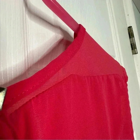 Forever 21 Blouse Sleeveless Semi-Sheer  Red Size Small - Picture 16 of 16